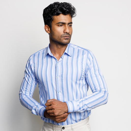 Blue Multi Stripe Long Sleeve Shirt