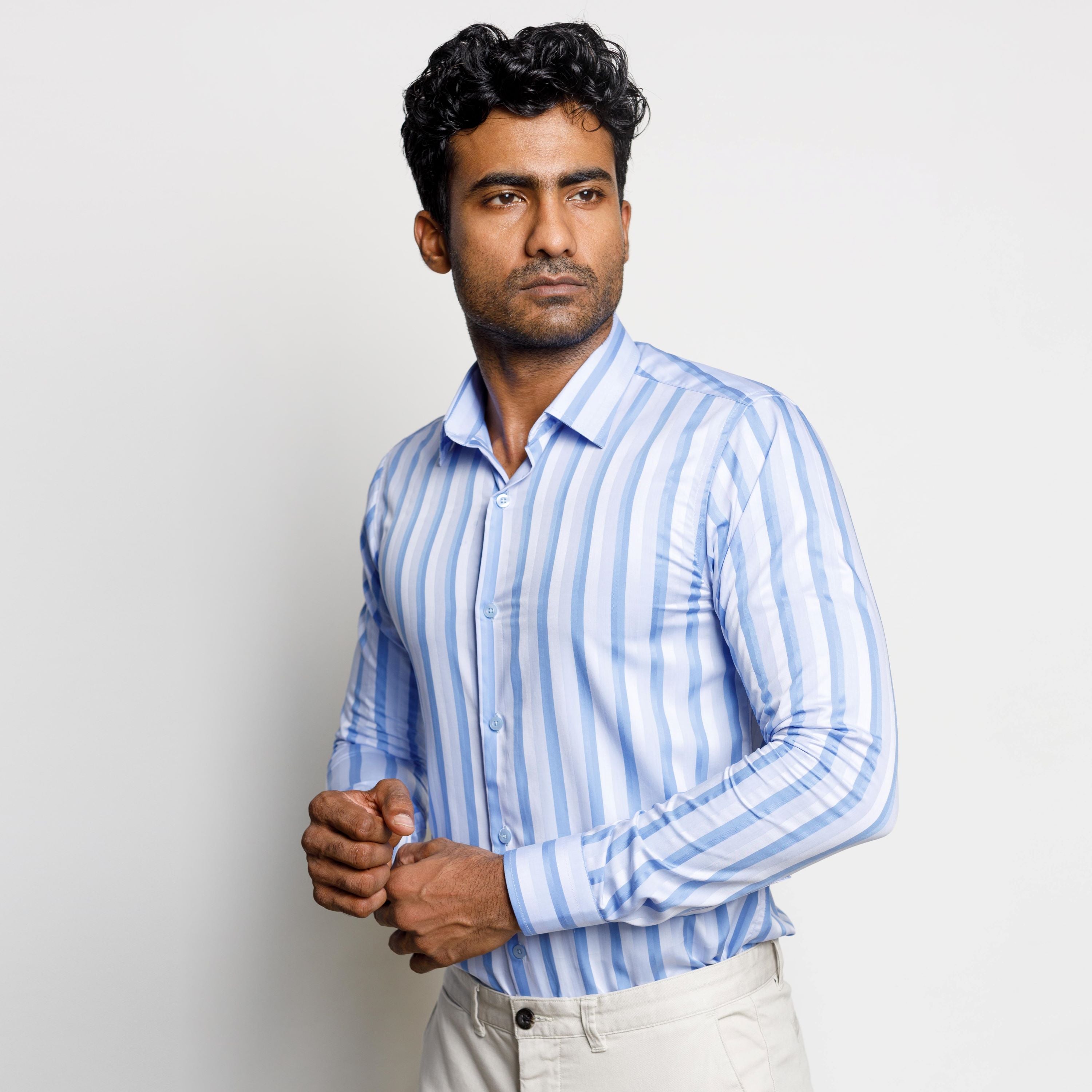 Blue Multi Stripe Long Sleeve Shirt