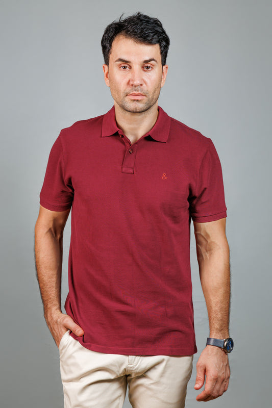 Athletic Maroon Cotton Polo T-Shirt