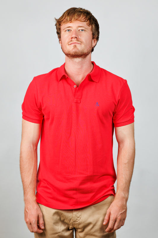 Rose Red Cotton Polo T-Shirt