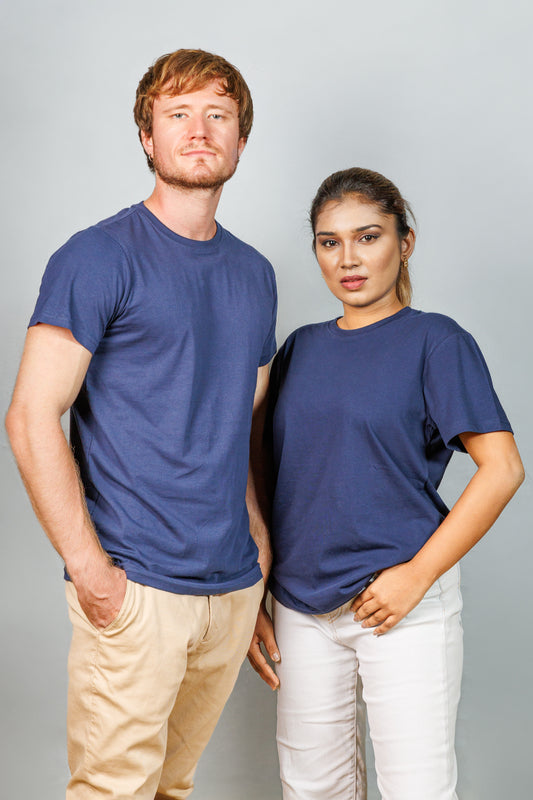 Navy Blue Cotton Crew Neck T-Shirt