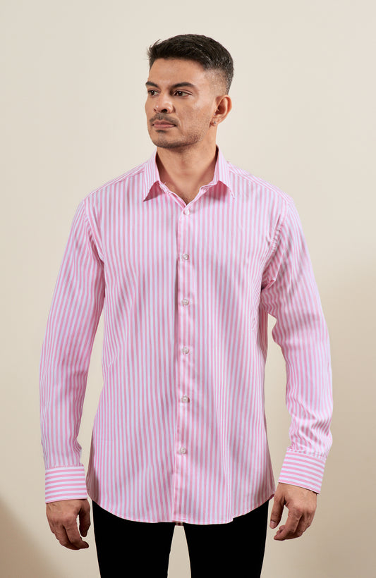 Pink Striped Long Sleeve Shirt