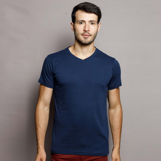 Navy Blue V Neck T-Shirt