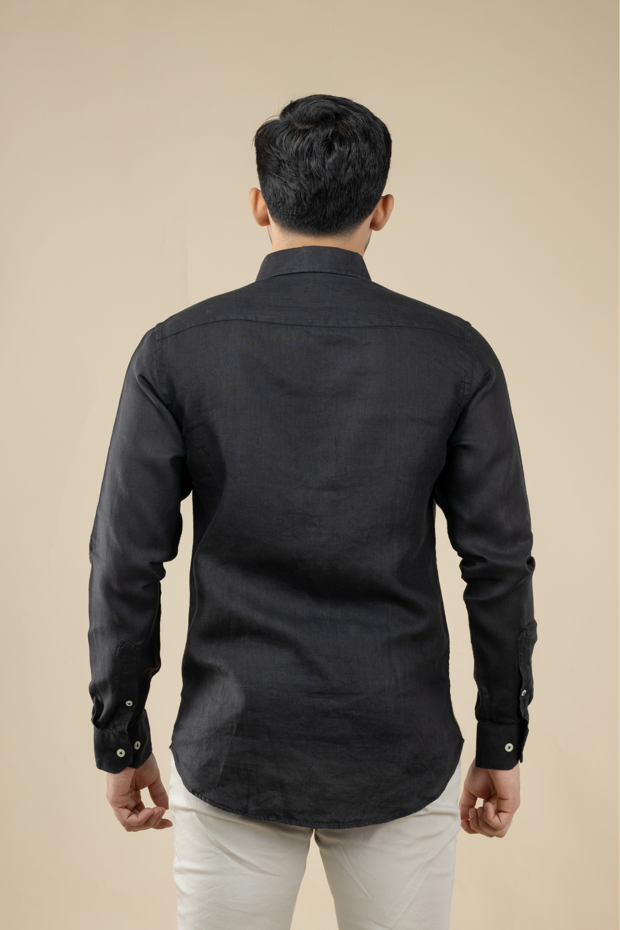 Black Long Sleeve Linen Shirt