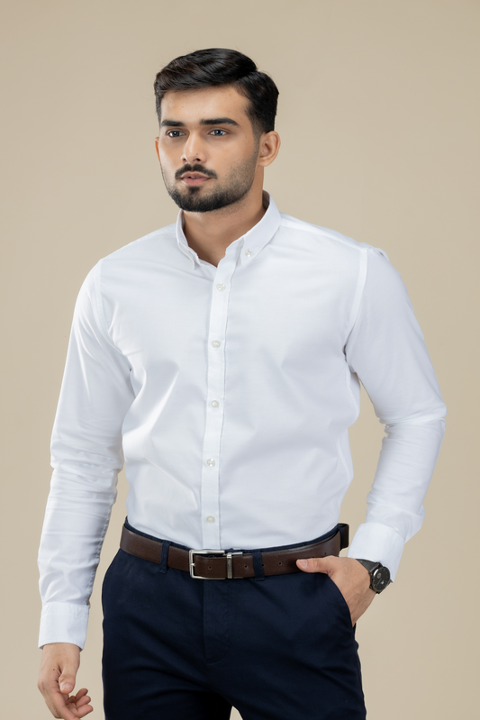 White Washed Oxford Long Sleeve Shirt