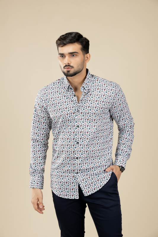 Mini Paisley Print Button Down Shirt