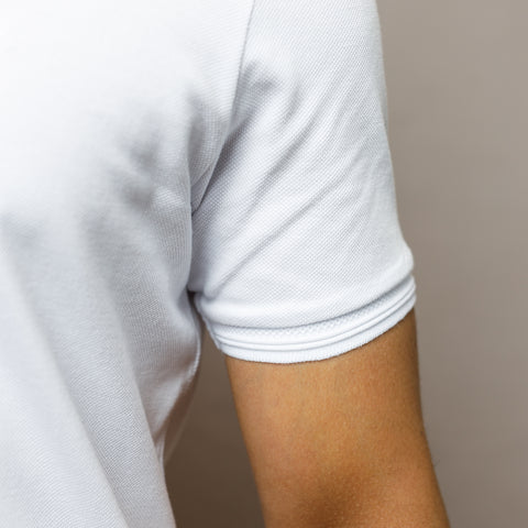 White Jaquard Collar Cotton Polo T-Shirt