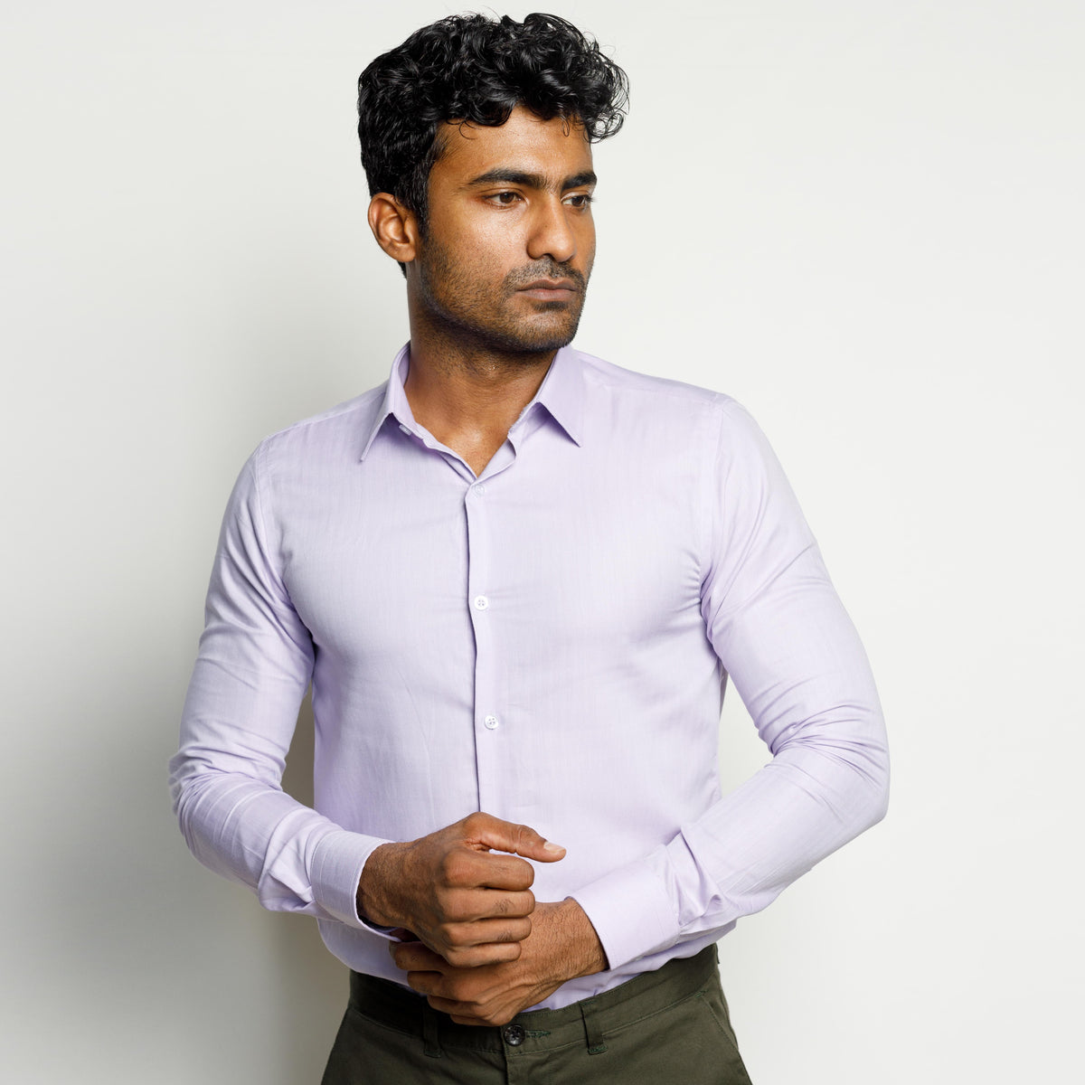 Purple Herringbone Long Sleeve Shirt