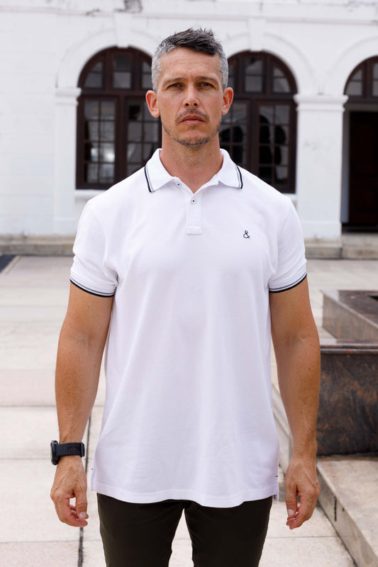 Powder White Cotton Polo T-Shirt