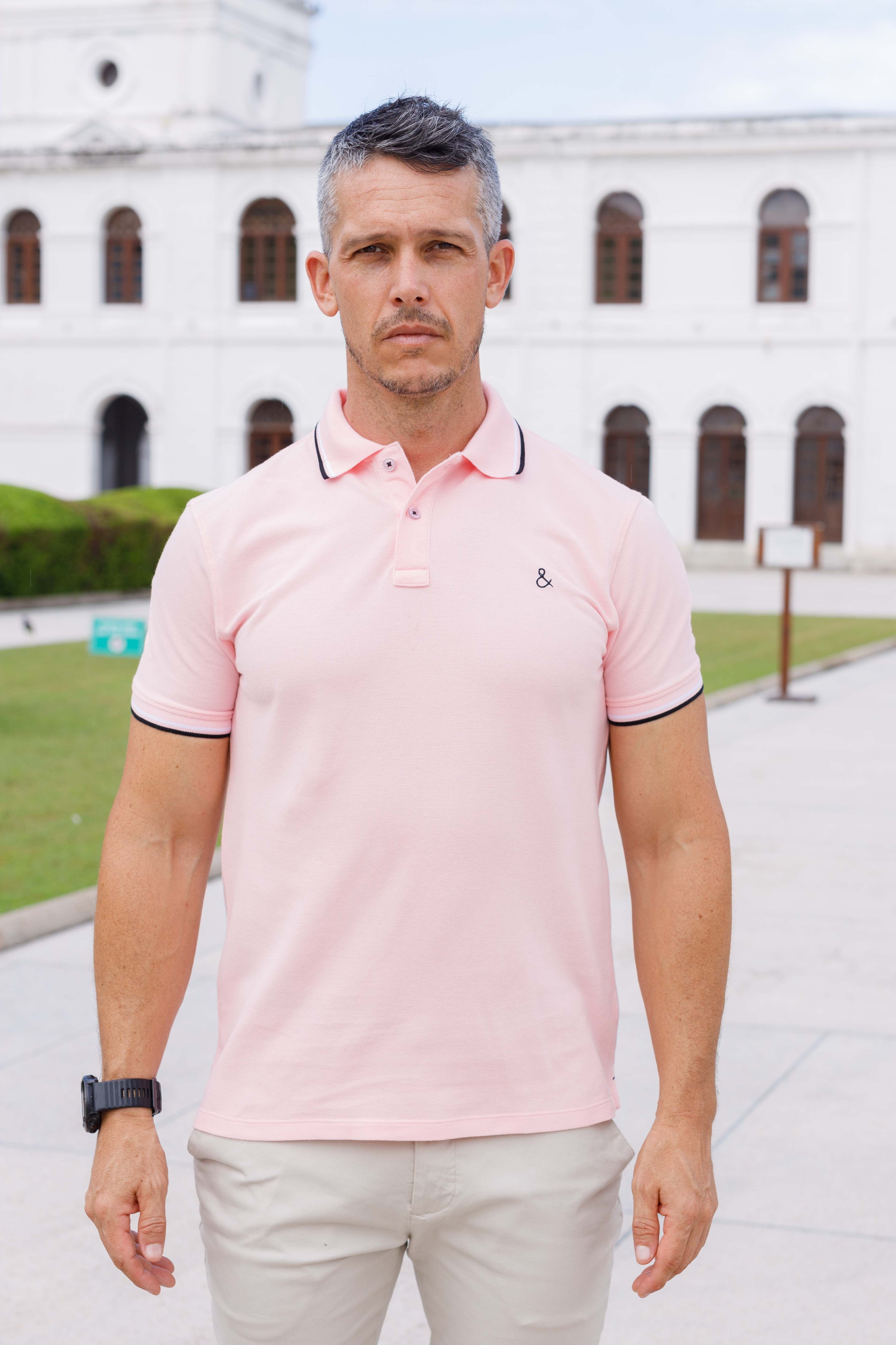 Flamingo Pink Cotton Polo T-Shirt