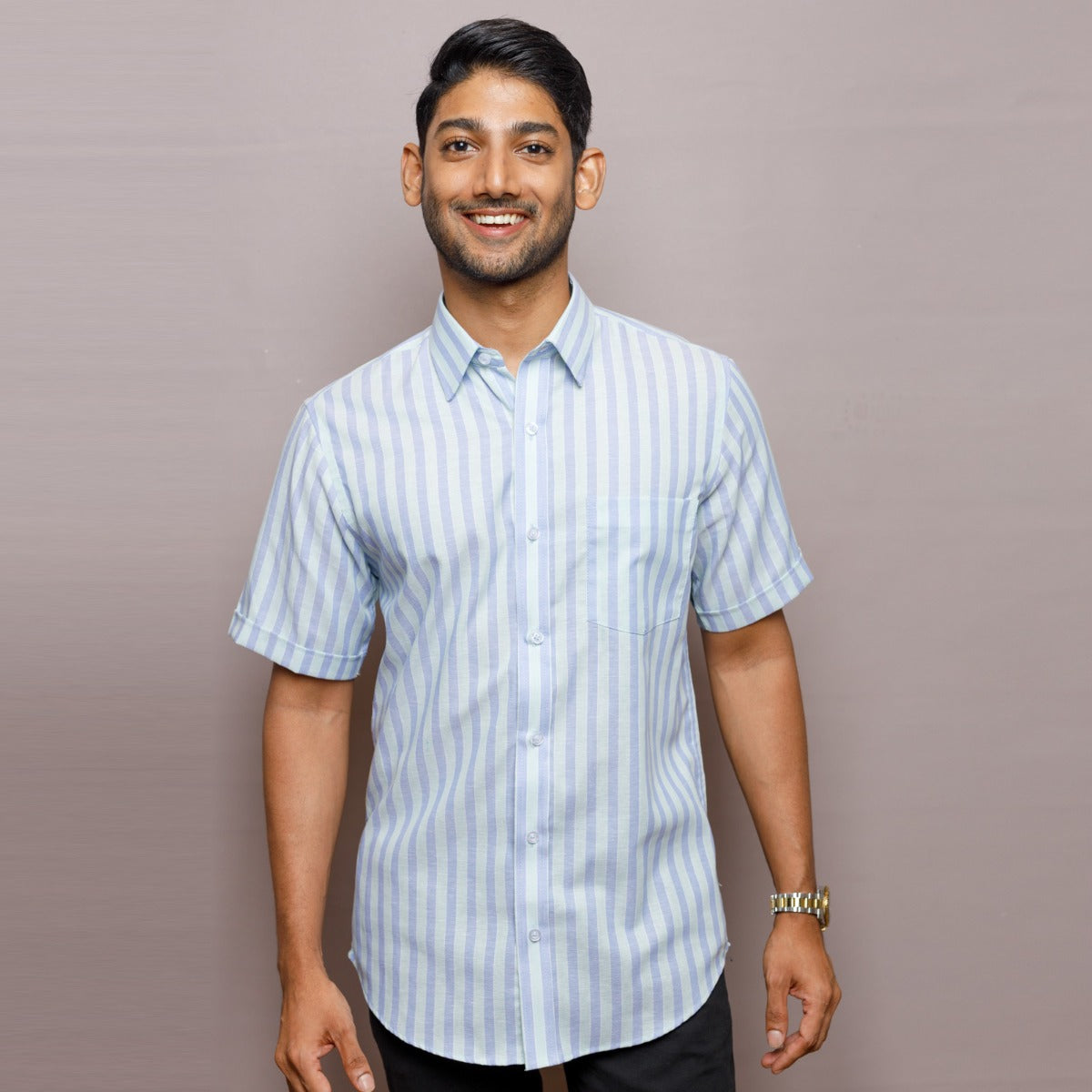 Green Striped Tencel Shirt