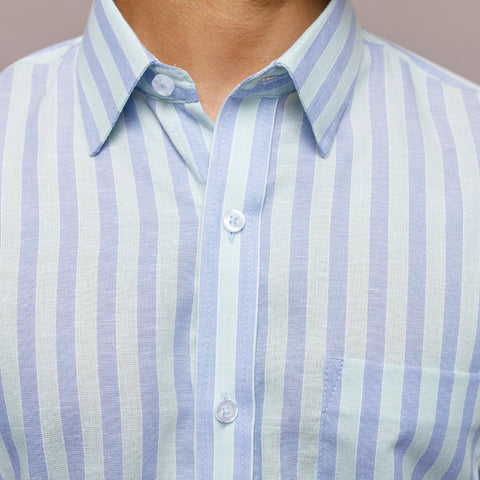 Green Striped Tencel Shirt