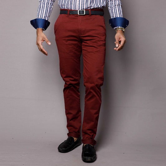 Burugundy Stretch Chino Pants