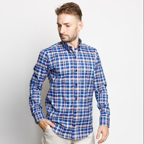 Dark Blue Multi Check Shirt