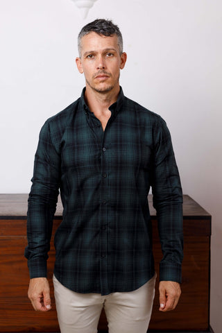 Dark Green Madras Checks Long Sleeve Shirt