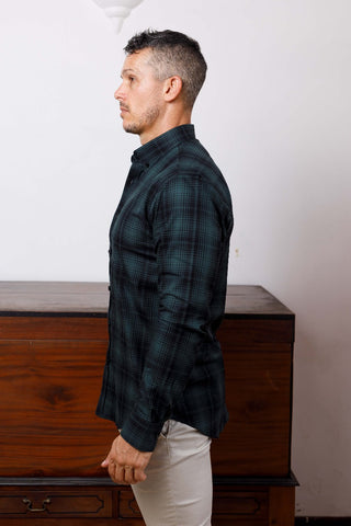 Dark Green Madras Checks Long Sleeve Shirt