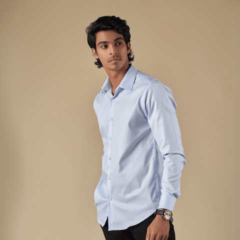 Blue Textured Non-Iron Shirt