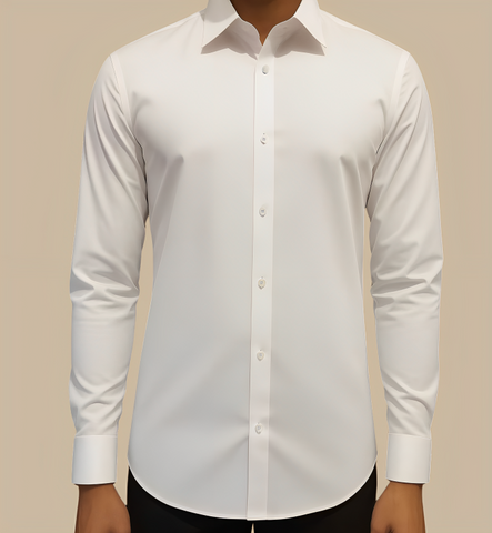 White Cotton shirt with Green Elbow Patch