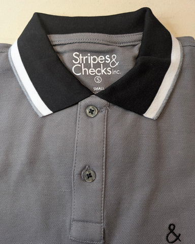 Dark Gray Urban Shade Polo T-Shirt with Contrast Collar