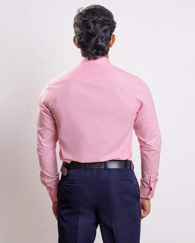 Baby pink Washed oxford Buttondown collar casual long sleeve shirt with  logo embroidery on cuff