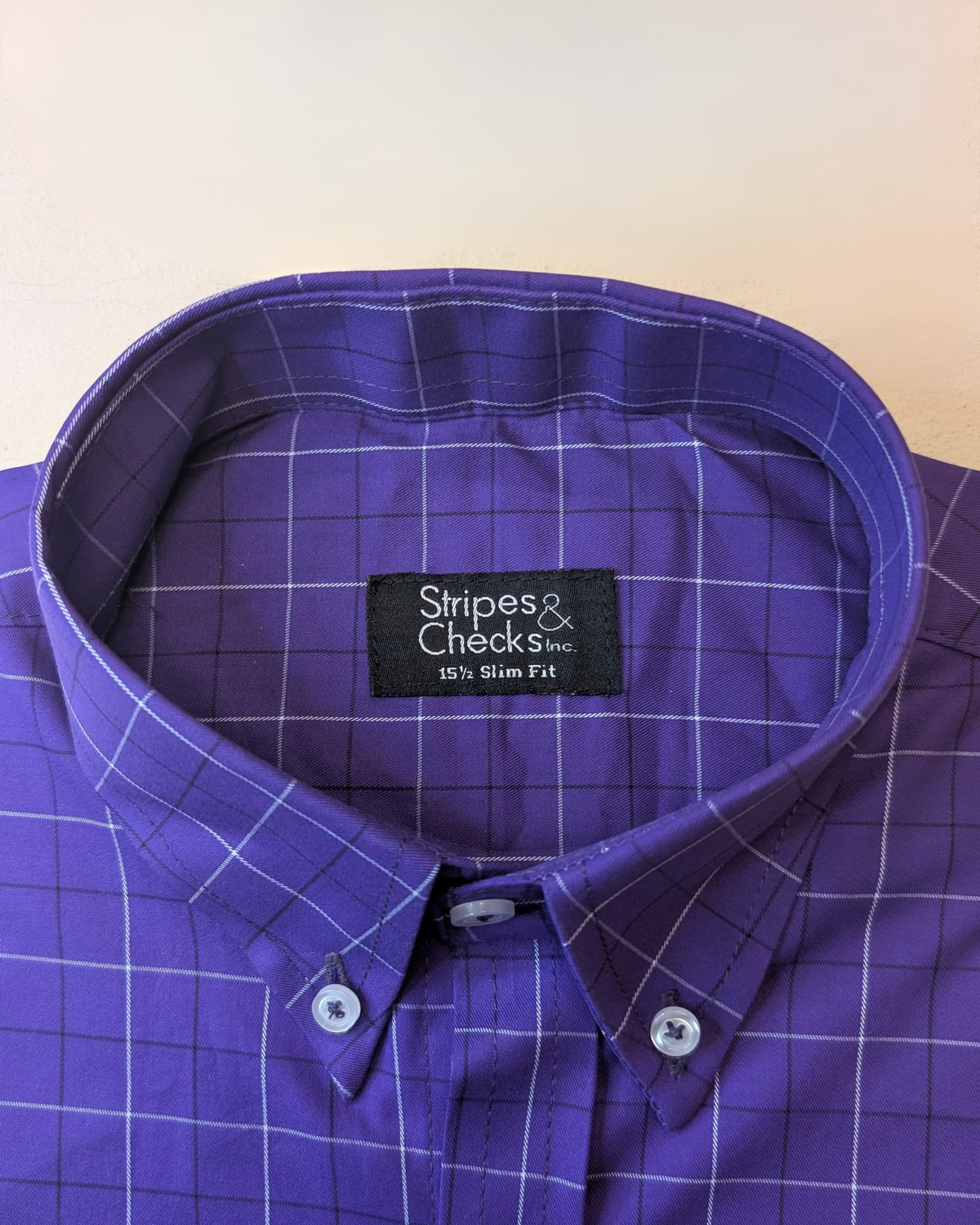 Purple Check Button Down Short Sleeve Shirt
