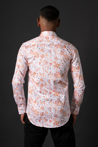 Floral Print Long Sleeve Satin Shirt