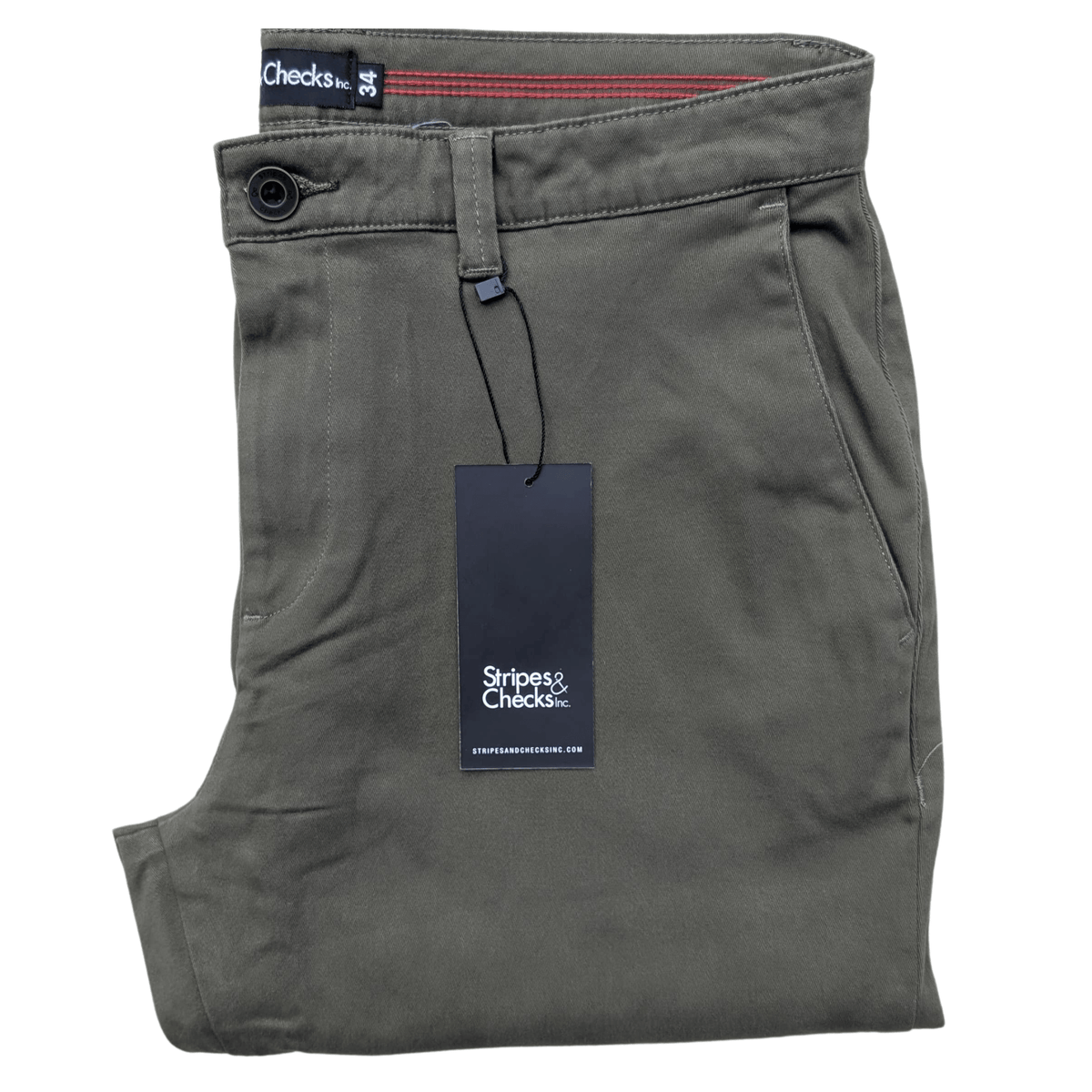 Olive Green Stretch Chino Pants