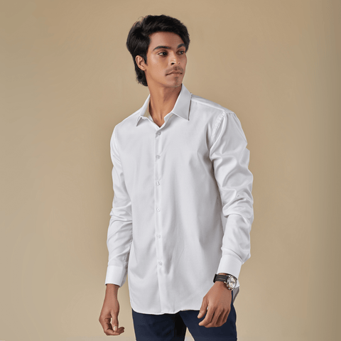 White Textured Non-Iron Shirt