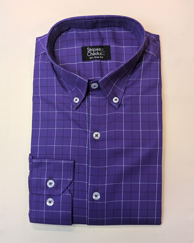 Purple Check Button Down Long Sleeve Shirt
