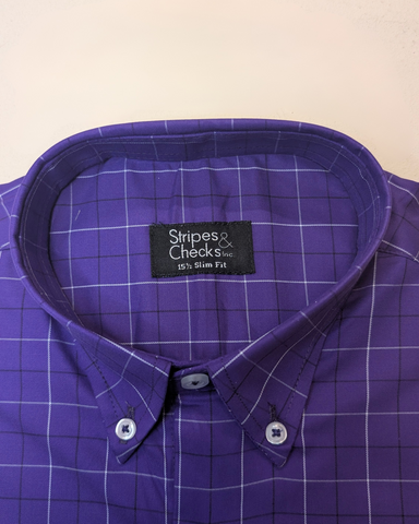 Purple Check Button Down Long Sleeve Shirt