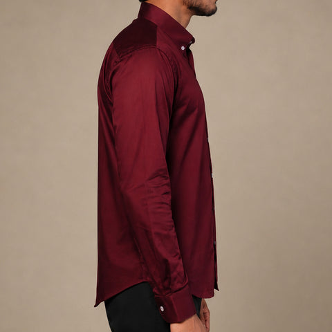 Deep Tone - Burgundy Button Down Shirt