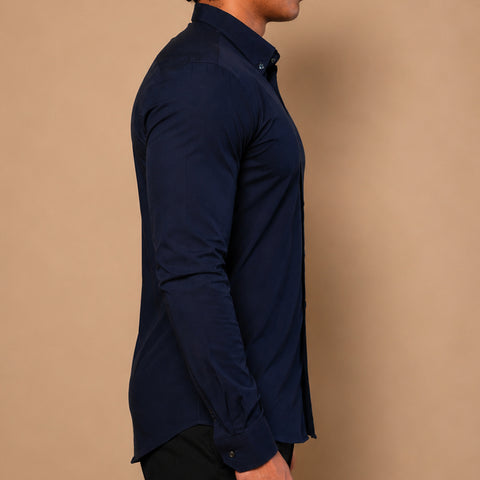 Deep Tone - Navy Blue Long Sleeve Button Down Shirt