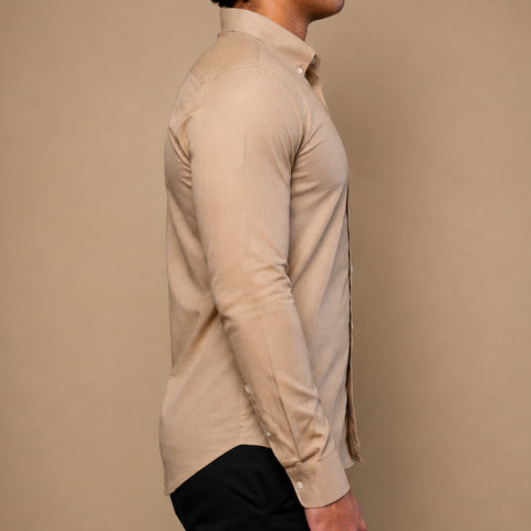 Deep Tone - Beige Button Down Long Sleeve Shirt