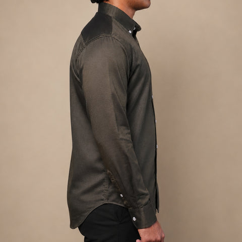 Deep Tone - Charcoal Green Button Down Long Sleeve Shirt