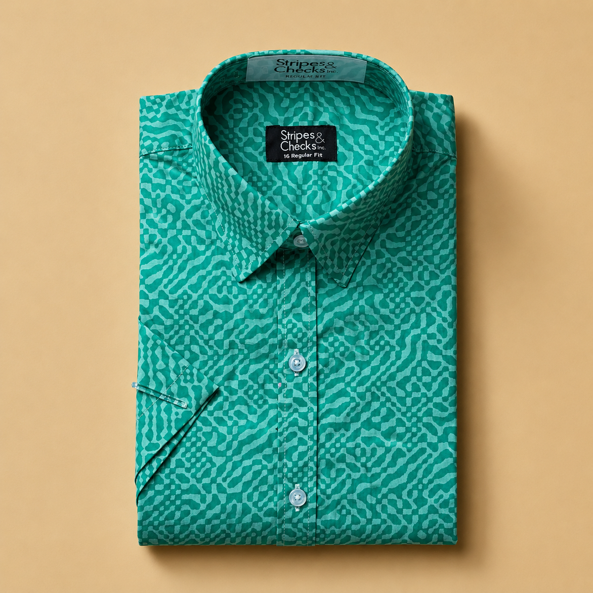 Abstract Printed Tropical Green Short Sleeve Shirt