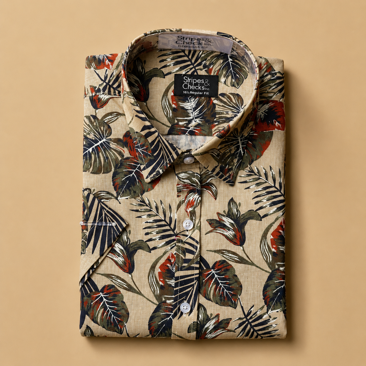 Tropical Leaf Print Short Sleeve Shirt
