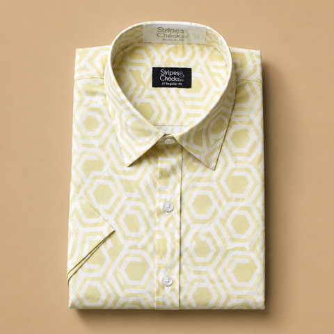 Honeycomb Print Short Sleeve Shirt