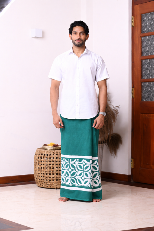 Turtle Green Base White Print Sarong