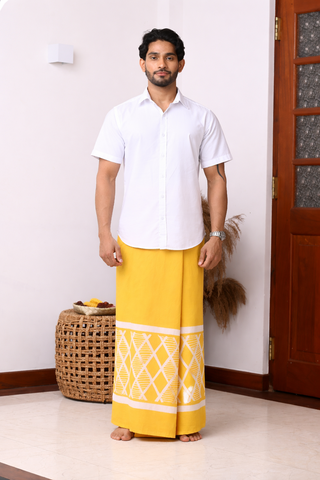Lemon Yellow Base White Print Sarong