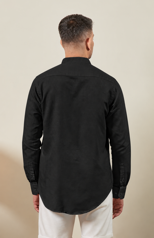 sundown edit - Raven Black Nehru Collar Long Sleeve Shirt