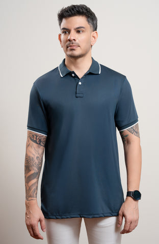 Deep Teal Vector Polo T-Shirt (Golf Style)