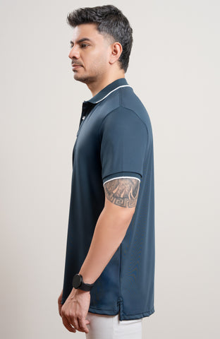 Deep Teal Vector Polo T-Shirt (Golf Style)