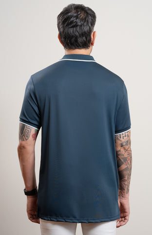 Deep Teal Vector Polo T-Shirt (Golf Style)