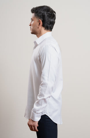 White Textured Long sleeve formal shirt