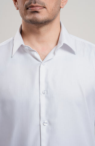 White Textured Long sleeve formal shirt