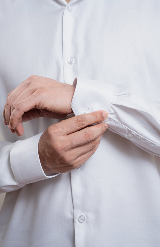 White Textured Long sleeve formal shirt