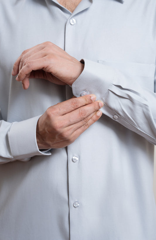 Starck Grey Long Sleeve Formal Shirt With Pocket