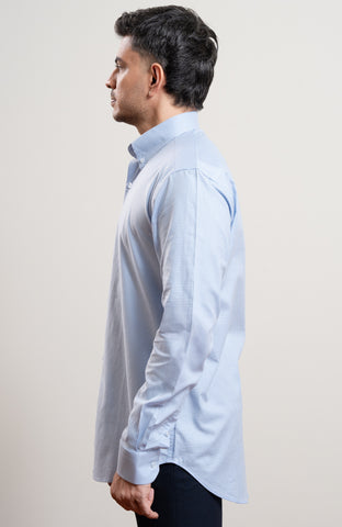 Light Blue micro check formal long sleeve shirt