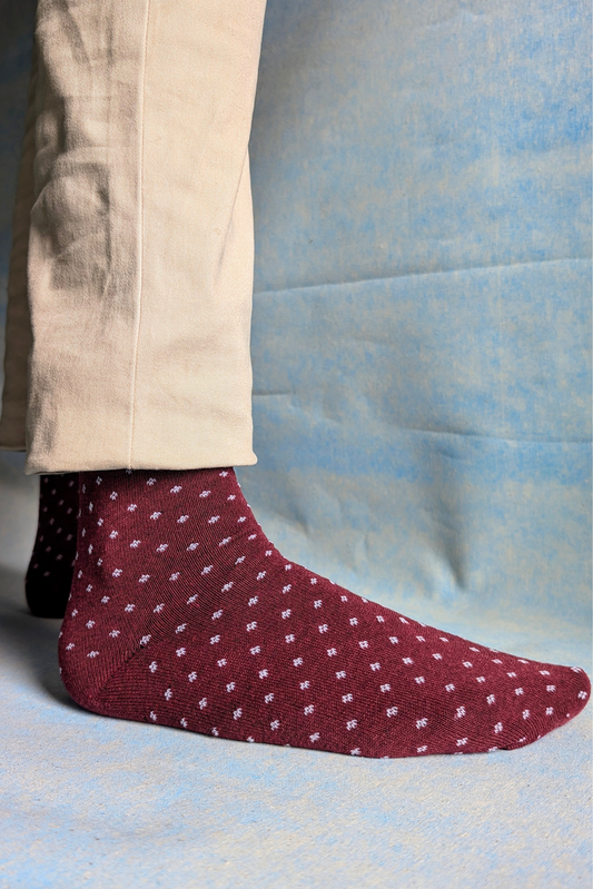 Maroon Dots Full Socks
