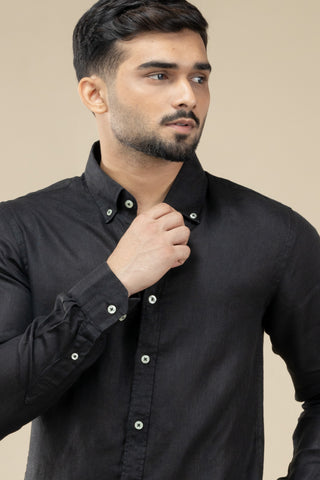 Black Long Sleeve Linen Shirt
